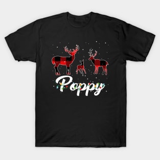 Poppy Reindeer Plaid Pajama Shirt Family Christmas T-Shirt